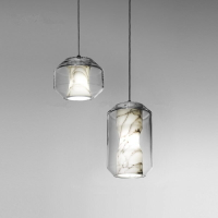 現代禪意創意玻璃燈罩吊燈餐廳臥室床頭燈創意設計師天然云石吊燈