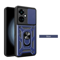Mecha Style Hard Push Pull Window Cases for Tecno Camon 19 Pro CI6n CI7n Magnetic Metal Ring Stand B