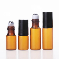 1ml 2ml 3ml 5ml Amber Roller Bottles Mini Roll On Glass bottle for Essential Oils Refillable Perfume Bottle For Sale