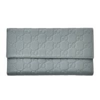 【二手名牌BRAND OFF】GUCCI 古馳【再降價】灰色 Guccissima 牛皮 壓紋 三折 扣式長夾 (變色) 257303