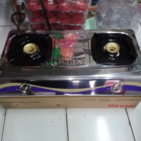 Kompor Gas 2 Tungku Rinnai/Rinai RI-522E Stainless/Stenlis