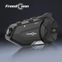 Freedconn Bluetooth Motorcycle Intercom Helmet Headset R1 Pro Group Speaker Headphone WiFi App Dash Cam Auto Dvr For Motorbike