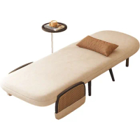 Nordic Single Solid Wood Sofa Bed Foldable Dual-Purpose Small Apartment Living Room Bedroom Dual-Use Fabric Sofa
