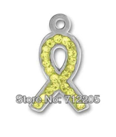 pewter yellow Austrian crystal ribbon charms (H105953)