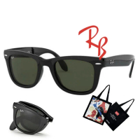 【RayBan 雷朋】Wayfarer折疊式太陽眼鏡 RB4105 601 54mm RB2140摺疊款 黑框墨綠鏡片 公司貨