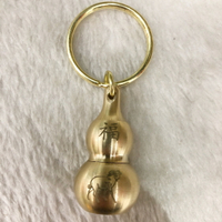 福字純銅黃銅葫蘆小銅器鑰匙扣掛件吊墜空心葫蘆車鑰匙掛件生肖款