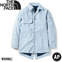 【The North Face 女 長版防風夾克《淡藍》】497Z/防潑水/防風外套/風衣