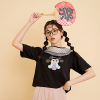 OB嚴選-黃阿瑪．日本夏祭和服小花印花短版T恤(女款)