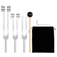 Tuning Fork Set (128Hz, 256Hz, 512Hz) of 3 Pack,Tuning Forks with Reflex Hammer for Sound Healing So