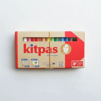 【Kitpas】日本製環保無毒水洗米蠟筆-12支組(水彩蠟筆、玻璃蠟筆、兒童蠟筆)