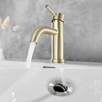 Gold Basin Faucet New Bathroom High Quality Single Cold Water Environmental Friendly Brushed Sus 304 Stainless Steel