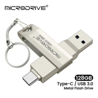 TYPE-C adapters USB 3.0 Flash Drives 128GB 256GB Metal Pen Drive 64GB type c OTG flash drive Memory Stick 256GB Real Capacity