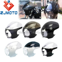 Motorcycle 5-3/4" Headlight Fairing For Harley Cafe Racer Sportster Dyna W/ 39mm Forks FX/XL 883 1200 Motorbike Front Fairing