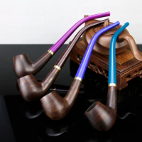 New Colorful Mouth Tobacco Pipe Multifunction Cigarette Pipe Handmade 3mm Metal Filter Smoking Pipe Long Bent Smoke Pipe Tool
