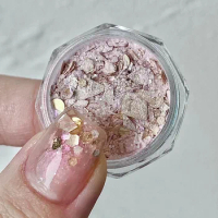 Pink Sliver Aurora Polarization Nail Glitter Gold Sequins Nail Powders Pretty Fashionable Nail Accessories Shiny Gentle Color