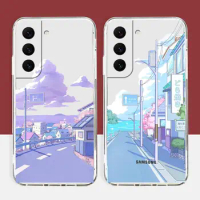 Clear Case For Samsung Galaxy S22 S21 S20 FE S10 NOTE 10 A12 A11 A10 A10S J7 J6 PLUS ULTRA 5G Case Japan Anime Landscape Scenery