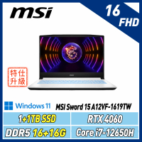 【改機升級】MSI SWORD15-A12VF-1619TW(i7-12650H/RTX4060/32G/1+1T