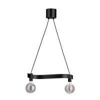 ACKJA/MOLNART 吊燈附燈泡, 波浪形 黑色/球形 灰色/透明玻璃