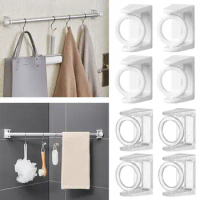 4Pcs Household Self Adhesive Punch-free Adjustable Triangle Ring Hooks Curtain Rod Holder Clothes Rail Bracket