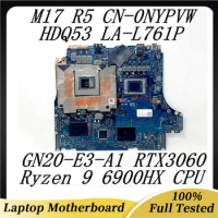 For DELL M17 R5 CN-0NYPVW 0NYPVW NYPVW Laptop Motherboard LA-L761P With AMD Ryzen 7 6800H CPU GN20-E3-A1 RTX3060 100%Tested Good