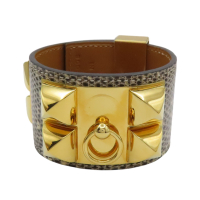 【二手名牌BRAND OFF】HERMES 愛馬仕 黑色 蜥蜴皮 CDC Collier De Chien 手環 #XS