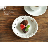 🔥現貨🔥日本製 美濃燒 白瓷 蕾絲裸空點心盤 下午茶 網美專用 點心 蛋糕 水果-富士通販