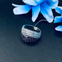 Monggo Silver - Cincin Mata Perak s925 Motif 2SS Hitam & Putih