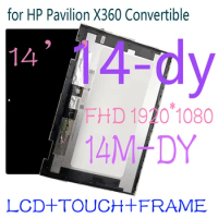 14" LCD for HP Pavilion X360 Convertible 14-dy 14m-by LCD Display Touch Screen Digitizer Assembly Replacement Frame 1920X1080