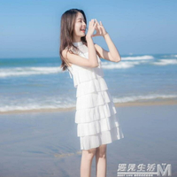 夏季新款白色洋裝仙女超仙森系法式顯瘦氣質蛋糕裙雪紡裙子