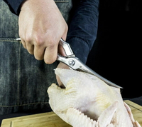 漢道多功能家用廚房剪刀強力自動回彈雞骨剪肉剪子食物剪魚骨剪刀 艾家生活