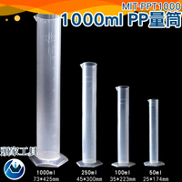 《頭家工具》塑膠量筒 PP材料50 100 250 1000ml 物理實驗器材學具 刻度量筒 MIT-PPT1000