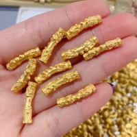 24k pure gold pipe real gold 999 dragon and phoenix charms for diy bracelet fine gold spacer