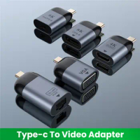 UHD 8K 4K 60Hz USB C to VGA Mini DP RJ45 Adapter Video Converter Type-C To HDMI-compatible For Samsung Huawei Xiaomi