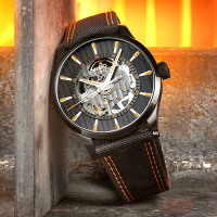 MIDO美度 官方授權M6 Multifort 先鋒鏤空機械腕錶 黑橘織帶款42㎜(M0384363705100)