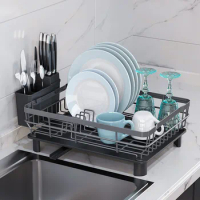 Dish Drying Rack Detachable Countertop Dish Rack with Drainboard Utensil Holder Drainer for Kitchen Counter Cabinet Organizer