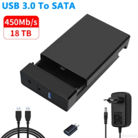 Ruisave 3.5 inch SATA HDD Enclosure 3FT Cable USB3.0 External HD Case for Hard Drive Box up to 18TB SSD SATA Reader hd externo