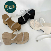 N4 Dép đế xuồng nữ 2 quai đa sáng 8 cm - BM250