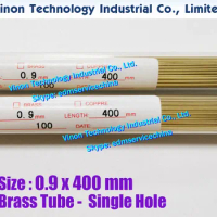 (100PCS/LOT) 0.9x400MM EDM Brass Tube Single Hole, Brass EDM Tubing Electrode Tube Single Channel, Diameter 0.9mm, 400mm Long