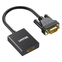 UNITEK V1112ABK VGA 轉 HDMI 適配器，附音訊和電源接口，15CM 連接線 黑色(V009)