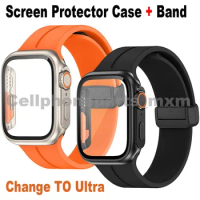 Case+Strap For Apple Watch Band 45mm 44mm 41mm 42 40mm Magnetic Silicone Band Strap Series 3 4 5 6 Se 7 8 Change To Ultra Case