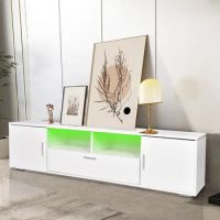 TV Console Table for Living Room,Bedroom，LED TV Stand with Drawers and Storage Cabinet，Modern High Gloss Entertainment Center
