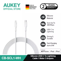 Aukey AUKEY Kabel Charger USB-C to Lightning MFI CB-SCL1 White Silicone 1M