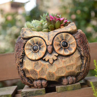 Animal owl succulent pot cement succulent small flower pot vintage pastoral old pile platter