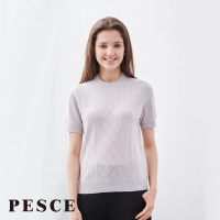 【PESCE】短袖圓領套衫、喀什米爾素色針織上衣(#喀什米爾#毛衣#短袖)