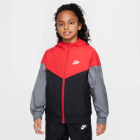 【NIKE 耐吉】外套 童裝 大童 男女童 運動連帽外套 風衣外套 K NSW WR HD JKT WARM 紅黑灰 HJ2534-657