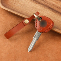 1 Pcs Leather Handmade Smart Key Case Fob Cover for Peugeot Django150 SF4 Motorcycle Holder Protection Keychains