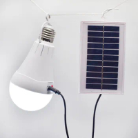 Solar panel charging emergency light bulb 10W 15W solar camping light USB charging light bulb