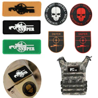 3D PVC Shooter Aiming Sniper Patches Rubber Hook and Loop Army Badge Gun Shape Crosshair Cap Outdoor Backpack Military Sticker