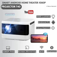 Smart Proyektor T40 5000 Lumens Android Wifi | Proyektor Wifi Bluetooth | Proyektor 1080P Full HD |