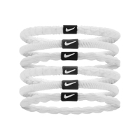 【NIKE 耐吉】FLEX 6入組髮圈髮帶 白色 吸汗瑜珈髮帶 髮飾手環髮箍 慢跑步籃球排球桌球(N1009194189OS)